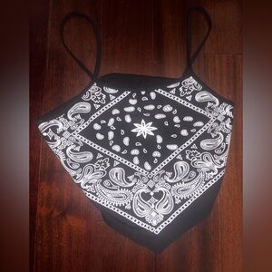 Black and White Bandana Print Top
